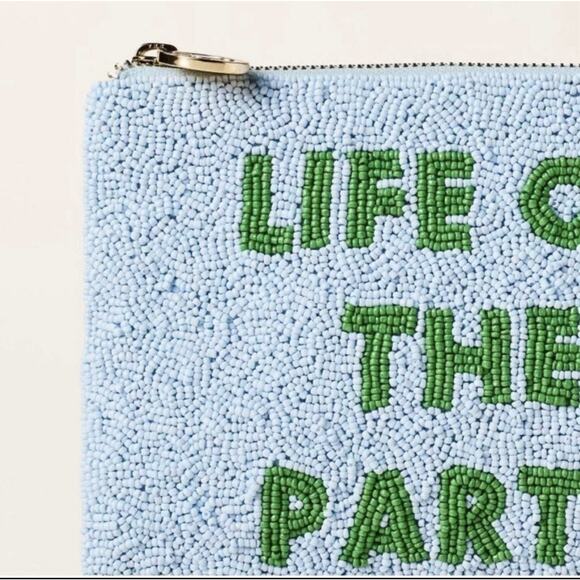 Kate Spade New York x Life Of The Party Beaded Clutch Blue & Green New with Tags - Picture 4 of 4